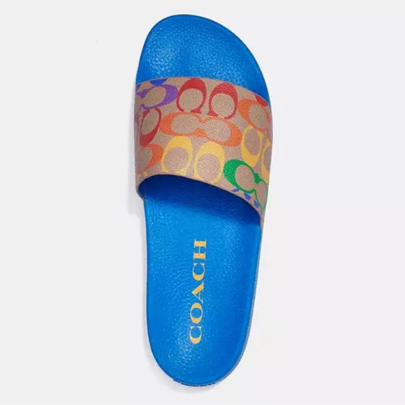 COACH Signature Slide In Rainbow Signature Canvas SIZE 12 Men’s NWOB - Picture 2 of 6